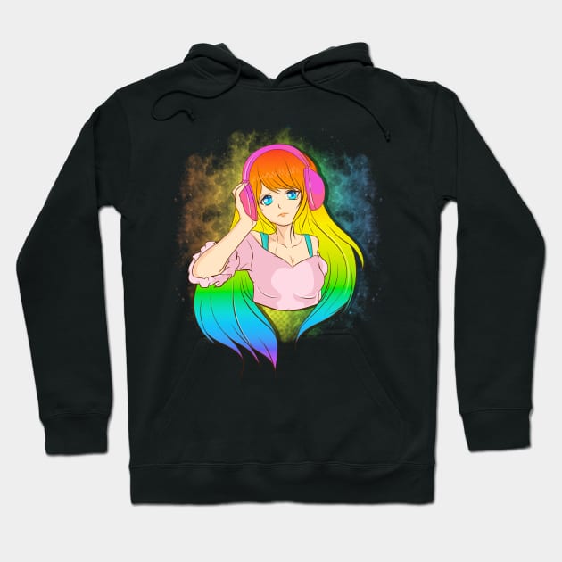 Japanese Anime Girl Rainbow Punk Kawaii Manga Hoodie by theperfectpresents